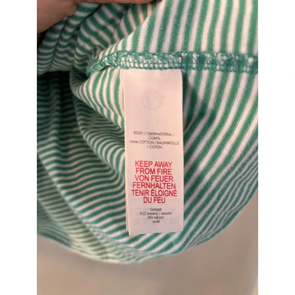 Mini‎ Boden Girls Green White Striped Heart Pocket Ruffle Dress 4-5Y